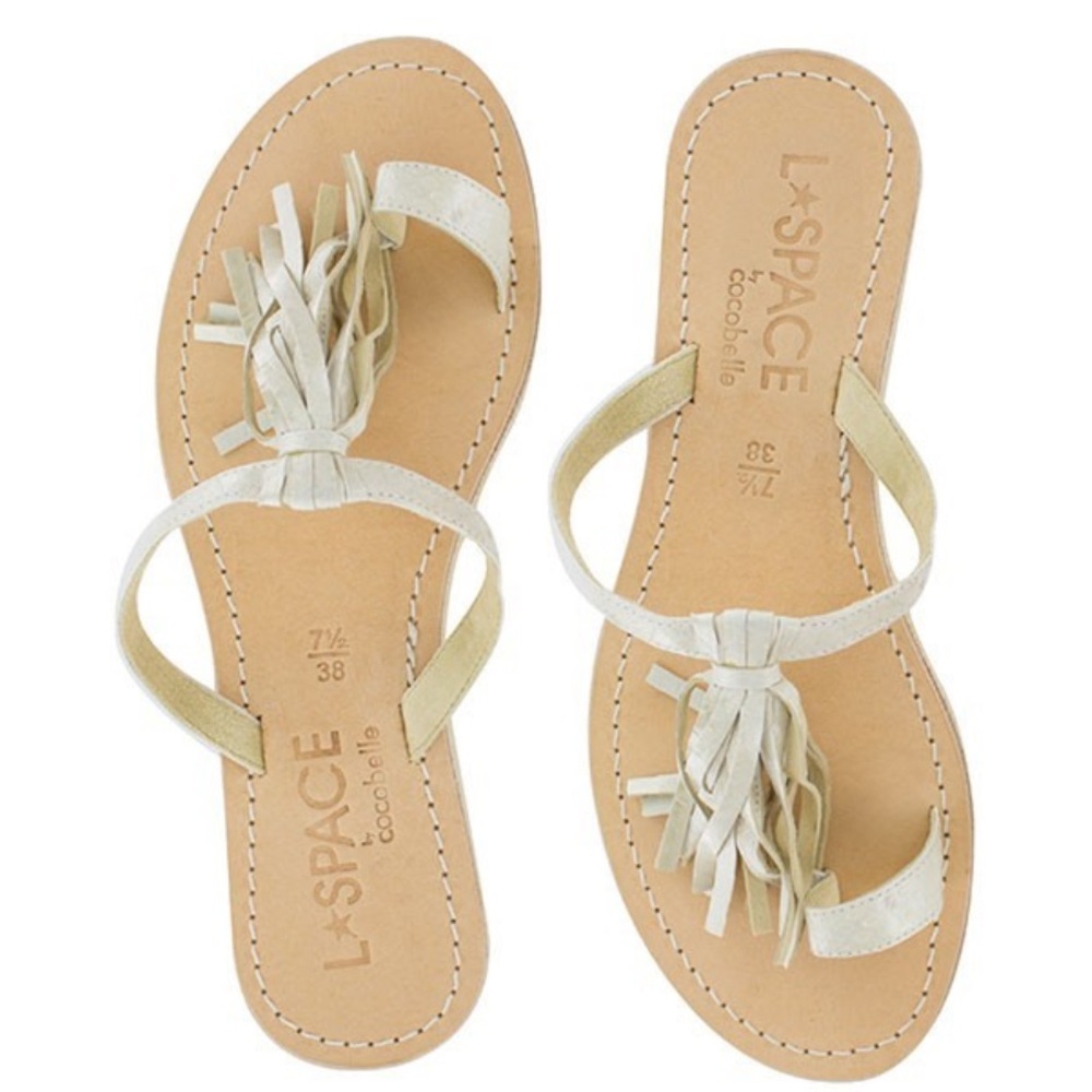 L*Space by Cocobelle Ivory Fringe Sandals